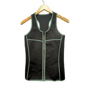 Crane Womens Sauna Sweat Suit Vest Size M Black Full Zip Activewear Training